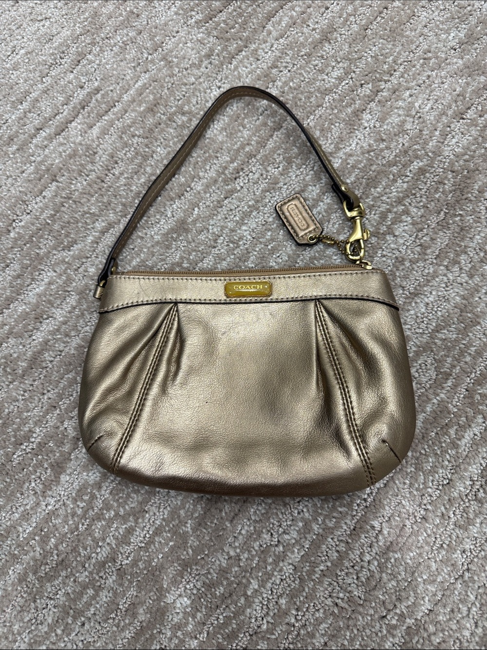 Coach Gold Leather Wristlet Clutch